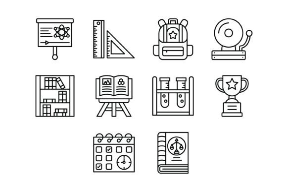 10 Education Outline Icons Bundle