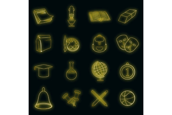 Mastering the School Icons Set Vector Neon for Modern Educational Design